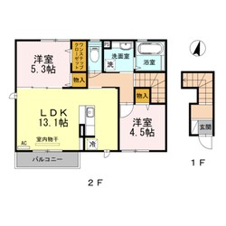 鴻池新田駅 徒歩22分 2階の物件間取画像